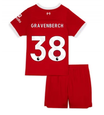 Lacne Dětský Futbalové dres Liverpool Ryan Gravenberch #38 2023-24 Krátky Rukáv - Domáci (+ trenírky)